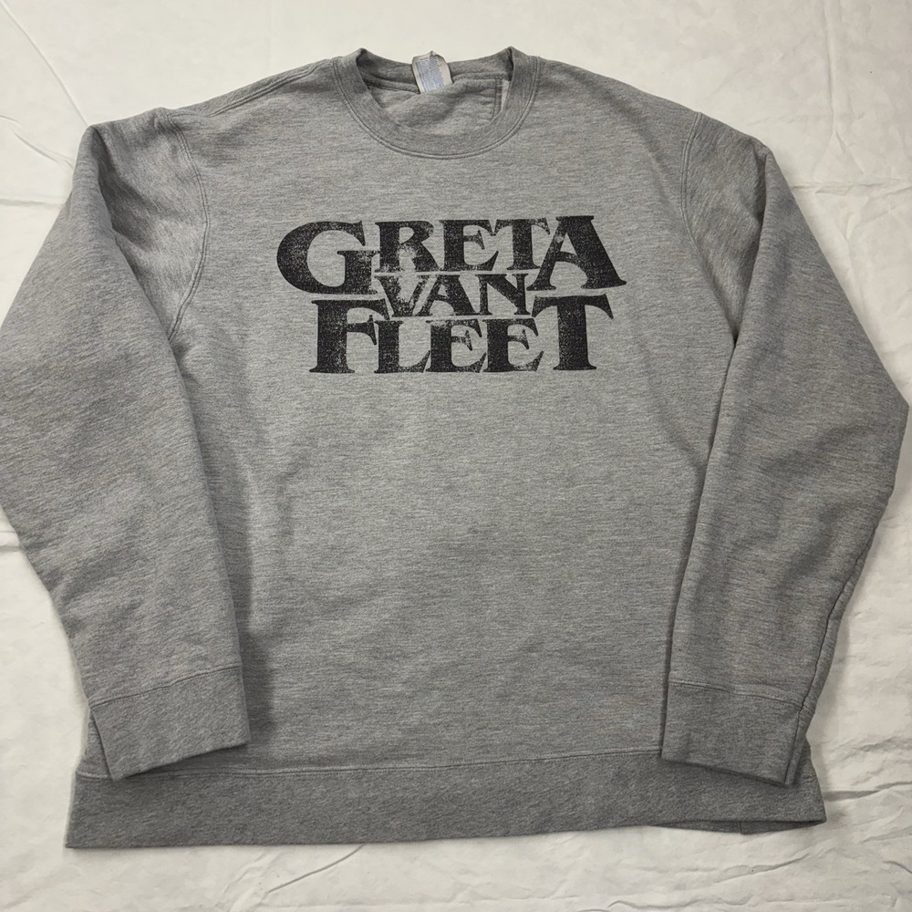 Greta Van Fleet Sweatshirt Adult Large Crew Neck Gray Tour Concert Black logo‎